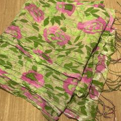 Pink & Green Cotton and Silk Scarf