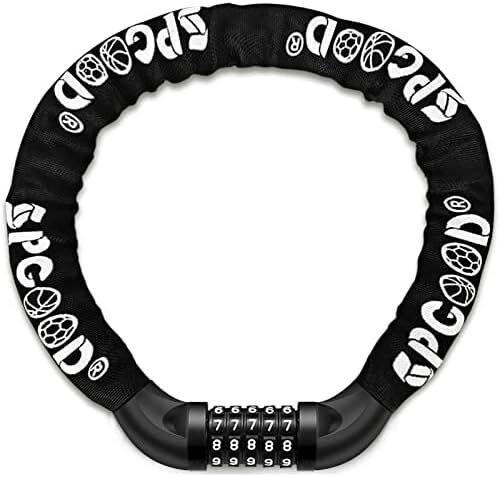 Bike Locks Heavy Duty/Bicycle Chain/Cycling Lock (14 Colors) 5-Digits Codes Resettable 100,000 Codes for Bike Cycle, Moto, Door, Gate Fence 830mm Length(Black)