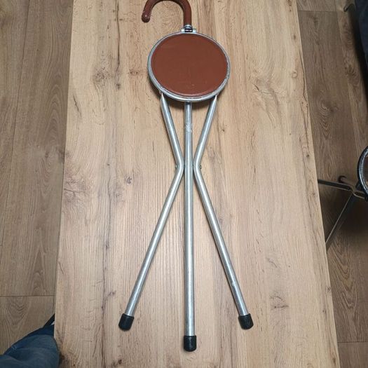 Vintage Tirion Folding Chair Walking Stick with Tripod Legs