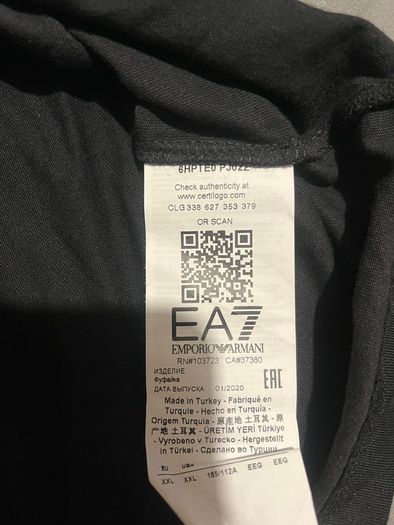 Armani mens t-shirt black size xxl