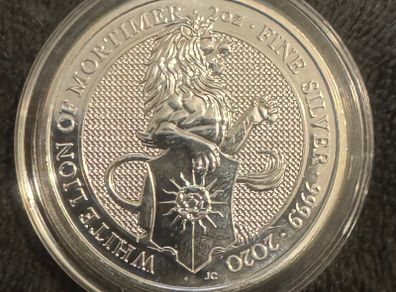 2oz Silver Coin White lion of Mortimer