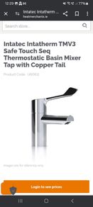 Intatec Intatherm TMV3 Safe Touch Seq Thermostatic Basin Mixer Tap with Copper Tail