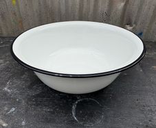 large antique enamel bowl c1960