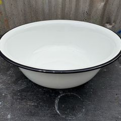 large antique enamel bowl c1960