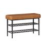 Shoe Storage Bench with Cushioned Seat  Faux Leather Entryway Bench Image 9