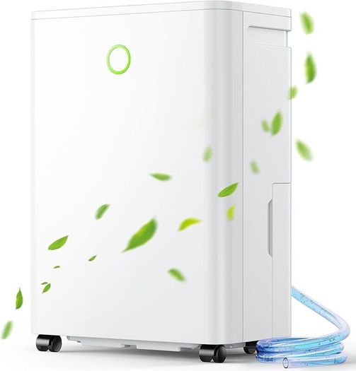 Dehumidifiers for Home, 12L/Day Dehumidifier for Bedroom with Automatic Humidity Sensor Auto Defrost 24H Timer, Continuous Drainage Ultra Quiet Dehumidifiers for Drying Clothes Damp