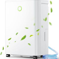 Dehumidifiers for Home, 12L/Day Dehumidifier for Bedroom with Automatic Humidity Sensor Auto Defrost 24H Timer, Continuous Drainage Ultra Quiet Dehumidifiers for Drying Clothes Damp
