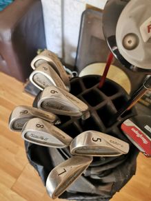 golf clubs and bag