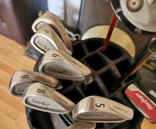 golf clubs and bag