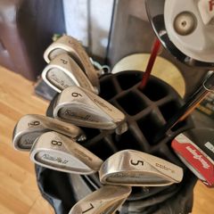 golf clubs and bag