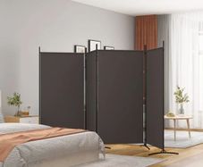 4-Panel Room Divider Brown 346x180 cm Fabric