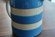 TG Green Cornishware Dreadnought Jug, featuring the iconic blue and white stripes.