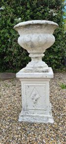 Concrete Garden urn on pedestal