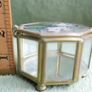 Vintage Hexagon Brass and glass-stained glass lid trinket box Image 9