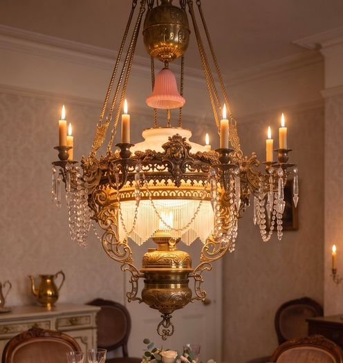 The is a very large old  brass coolie lamp.
