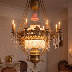 The is a very large old  brass coolie lamp.