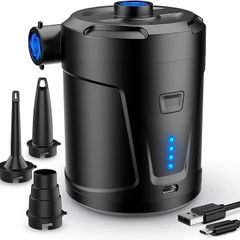 Electric Air Pump, 5200mAh Portable Air Pump with Fast Inflating/Deflating, Rechargeable Electric Pump with 3 Nozzles for Kids Paddling Pool, Swimming Pool, Airbed, Inflatable Boat (FREE SHIPPING)