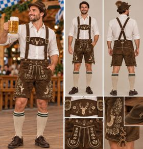 Halloween Oktoberfest Premium Genuine Leather Lederhosen EU 48 RRP210 FAST post