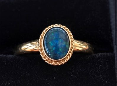 Vintage 9ct Gold Blue Cabochon Ring New Old Stock