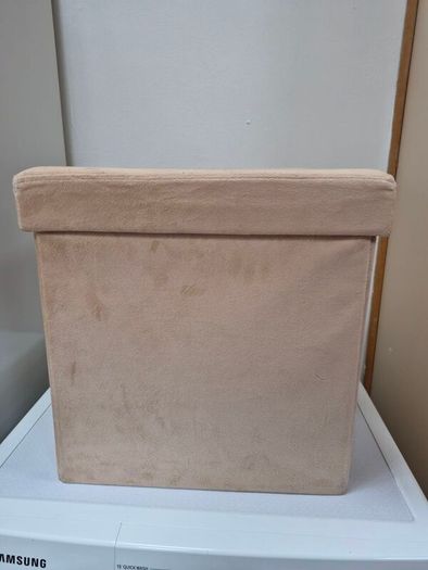 Cream folding storage ottoman