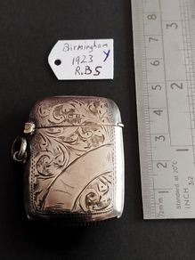 Antique 1923 Sterling Silver Vesta Case - Excellent "Snap" Mechanism