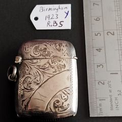 Antique 1923 Sterling Silver Vesta Case - Excellent "Snap" Mechanism