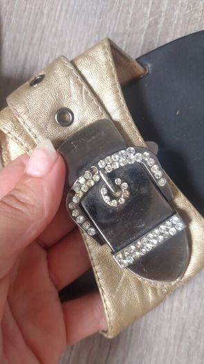 Genuine leather sandals with rhinestones size 35