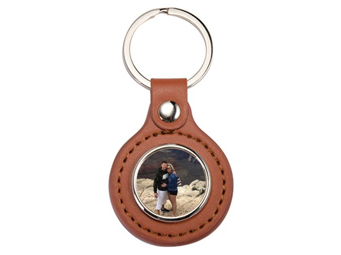 Personalised Round PU and Metal Keyring