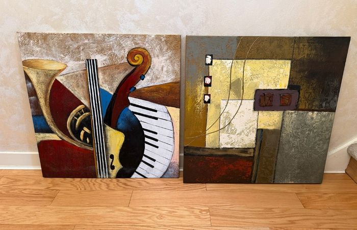 2 paintings 80x80 cm