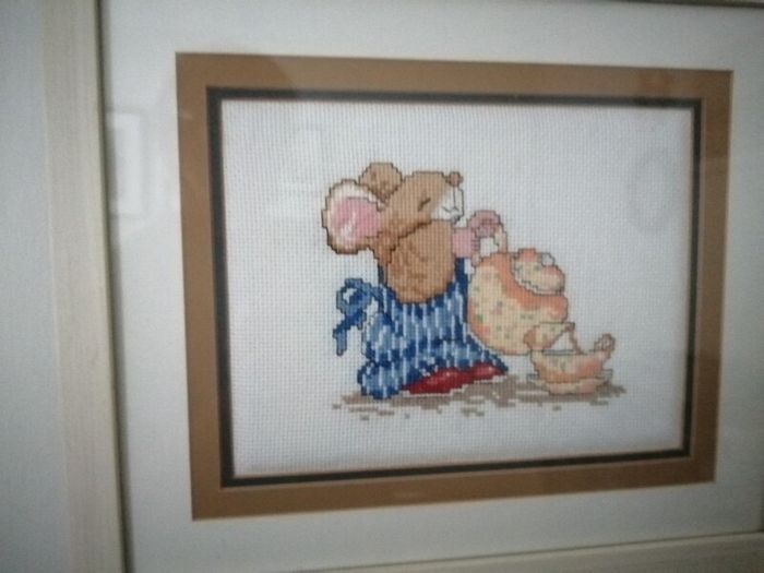 Embroidered picture "time for tea"