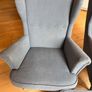 2 x Strandmon Ikea Chairs & Footstool Grey Image 7