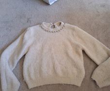 Zara Rhinestone Flower Jumper cream 10-11