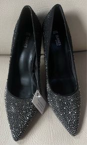 Black sparkle two toned high heeled shoes
