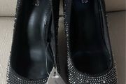 Black sparkle two toned high heeled shoes