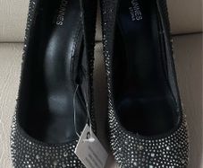 Black sparkle two toned high heeled shoes
