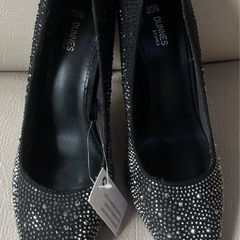 Black sparkle two toned high heeled shoes