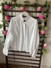shirt Zara size large white blouse with grandfather frilled collar