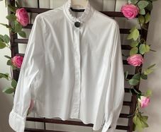 shirt Zara size large white blouse with grandfather frilled collar