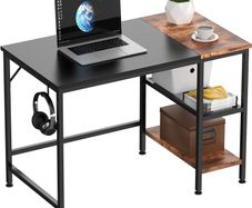 Office Desk, Computer Desk With Bookshelf PC Study Writing Desk for Home Working with Storage Shelves, Desks & Workstations for Home Office Bedroom, 100x50x75cm