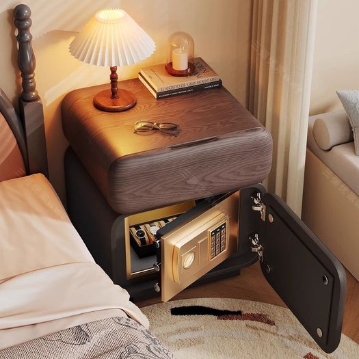 Bedside Nightstand  bed side table with Built in Safe