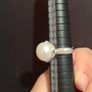 BNWT Perlaviva Genuine Large Freshwater Pearl with Crystals in Rhodium-Plated 925 Silver Ring Image 5
