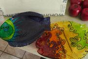 Hand painted fish plate | painted glass fish plate