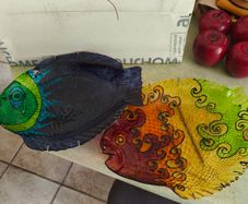 Hand painted fish plate | painted glass fish plate