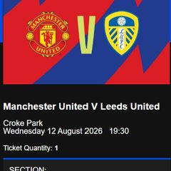 Man Utd V Leeds - 12th August - Ticket x1