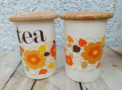 Crown Devon storage jars, vintage pottery, Mary Quant