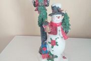 Snowman With Lamp Post Light
