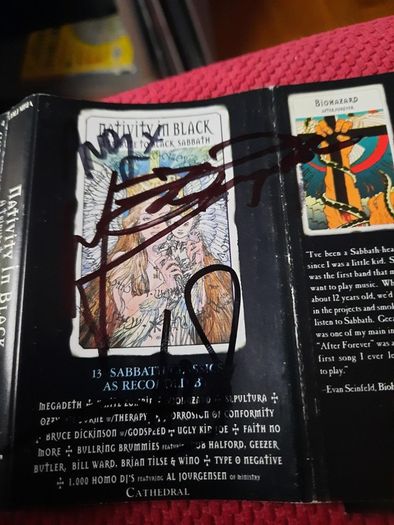 NATIVITY IN BLACK (A Tribute to Black Sabbath)-Cassette-1994 (Autographed by Therapy?, Max, Paulo and Andreas of Sepultura, and John Tempesta)