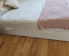 King size extra length bed frame with full drawers