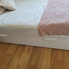 King size extra length bed frame with full drawers