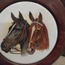 Horse Heads Ceramic on Mahogany Base Image 2